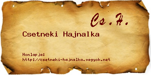 Csetneki Hajnalka névjegykártya